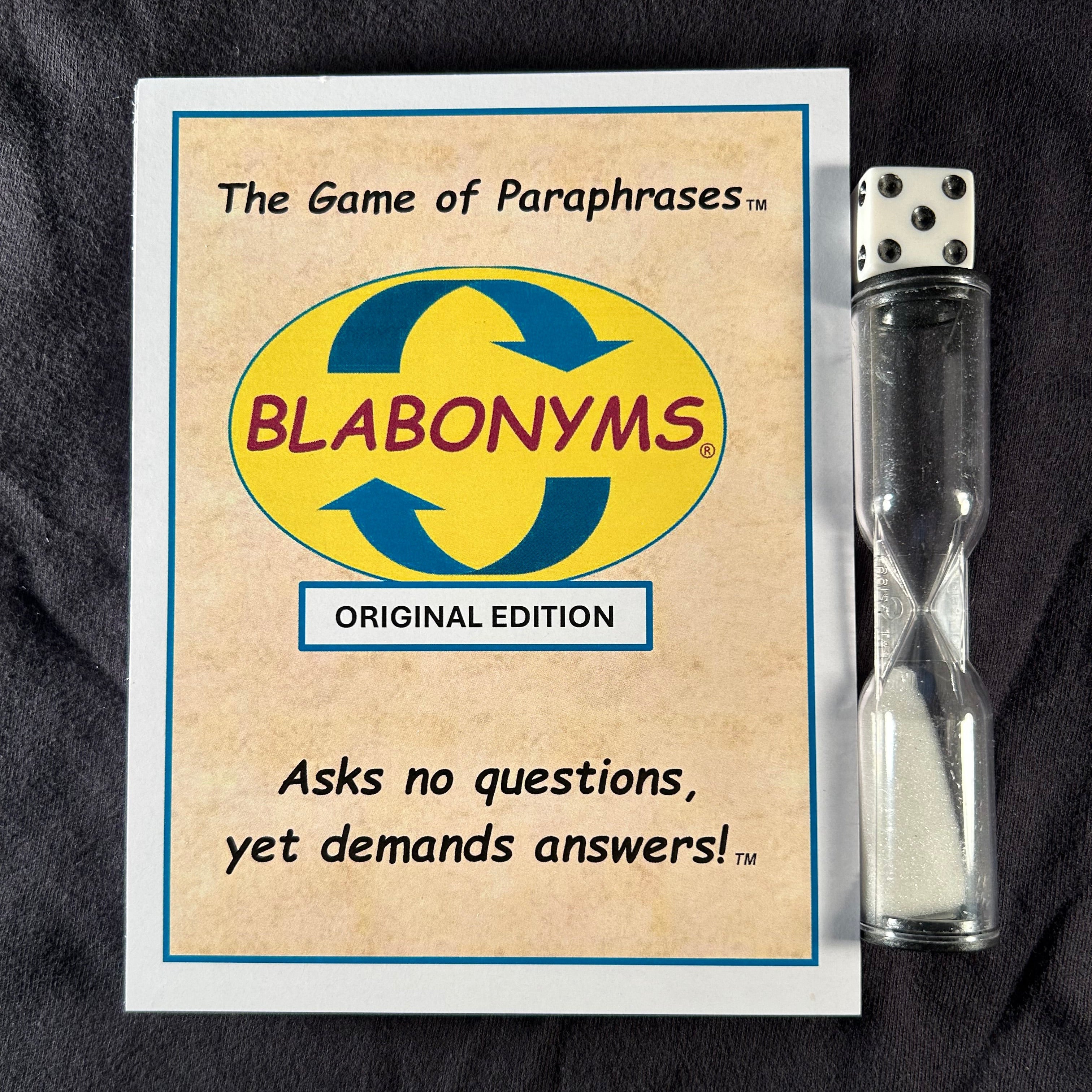 Blabonyms Original Edition card deck, premium game of synonyms, paraphrases