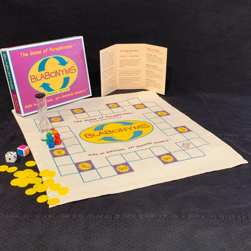 Blabonyms - Board game of paraphrased titles, sayings, and more.  Premium family word game.