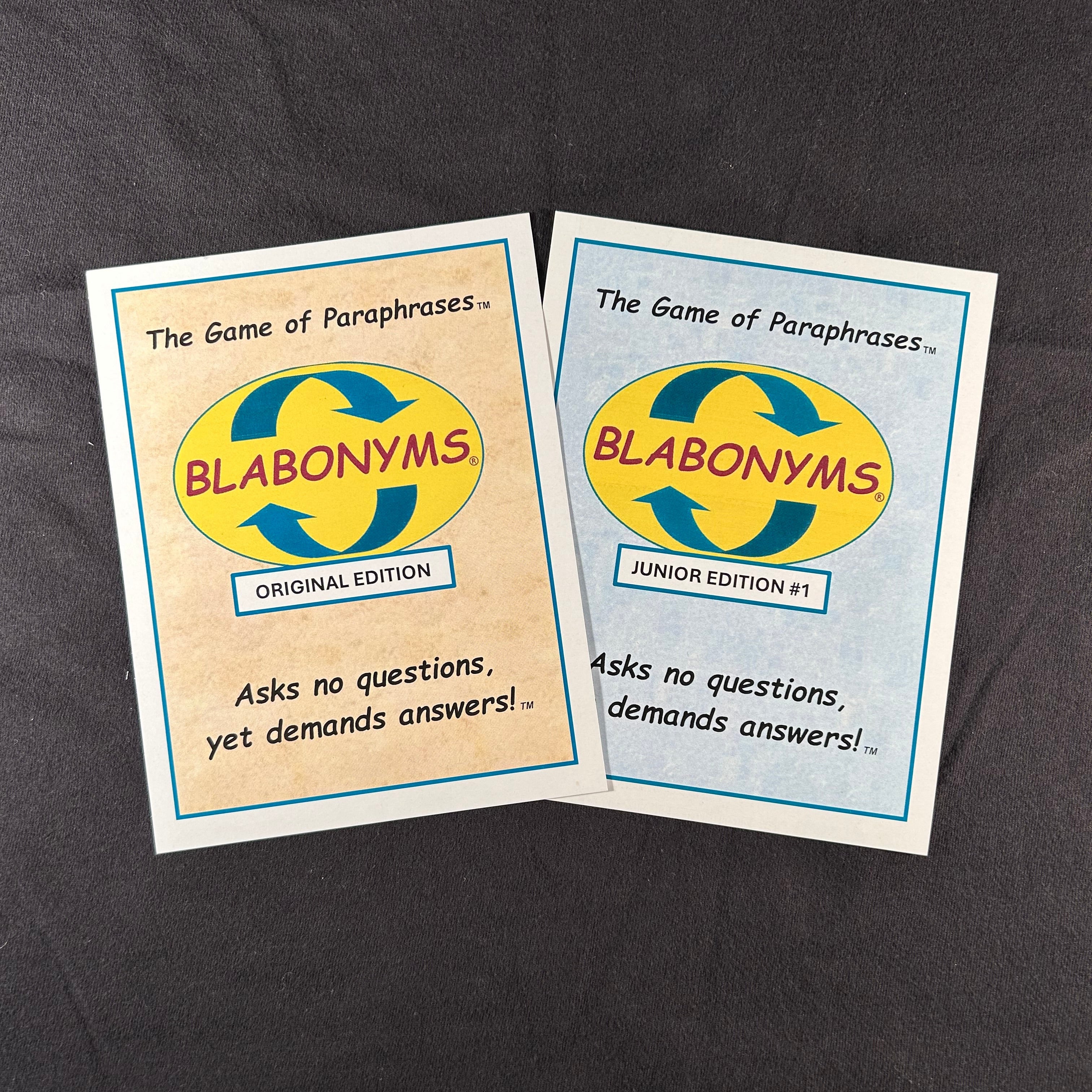 Blabonyms Original and Junior Edition decks bundle, family word game gift set