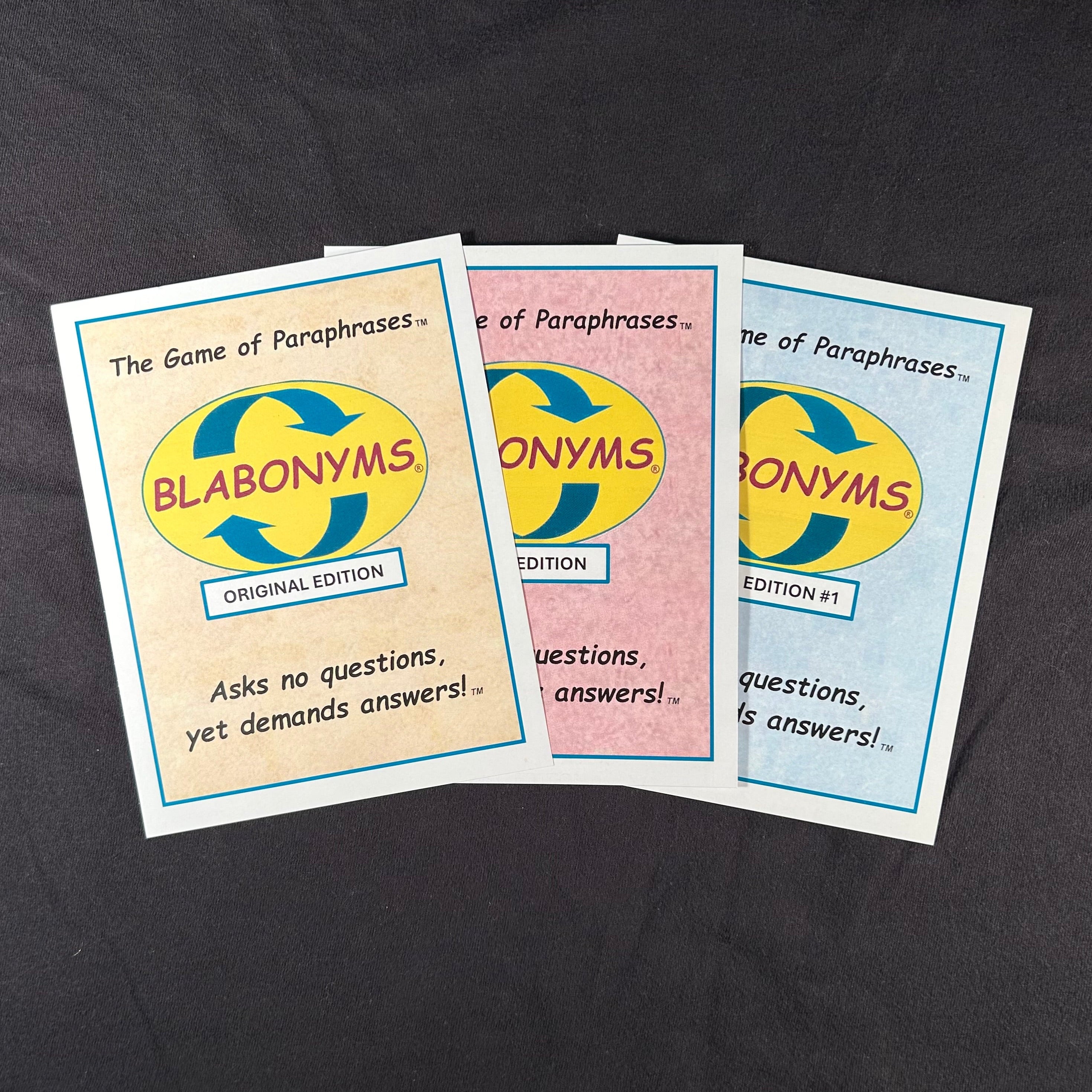 Blabonyms Original, Music, and Junior Edition decks complete bundle of paraphrases games